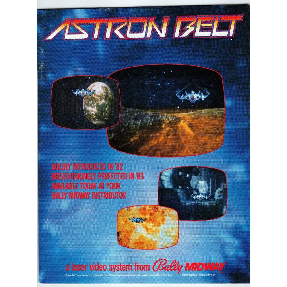 1983 Bally Midway Astron Belt Laser Disc Arcade Game Flyer Vintage